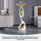 Dancing Life floor side table in platinum white and gold — size diagram