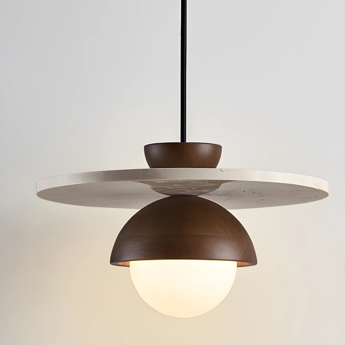 Warm-Lit Walnut Chandelier for Cozy, Character-Filled Evenings