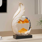Resin Phoenix Figurine – White Feather design with golden mountain sand art on a console table