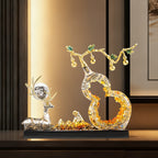 Lucky Deer & Gourd Resin Ornament – hand-painted deer and gourd design styled on a cabinet