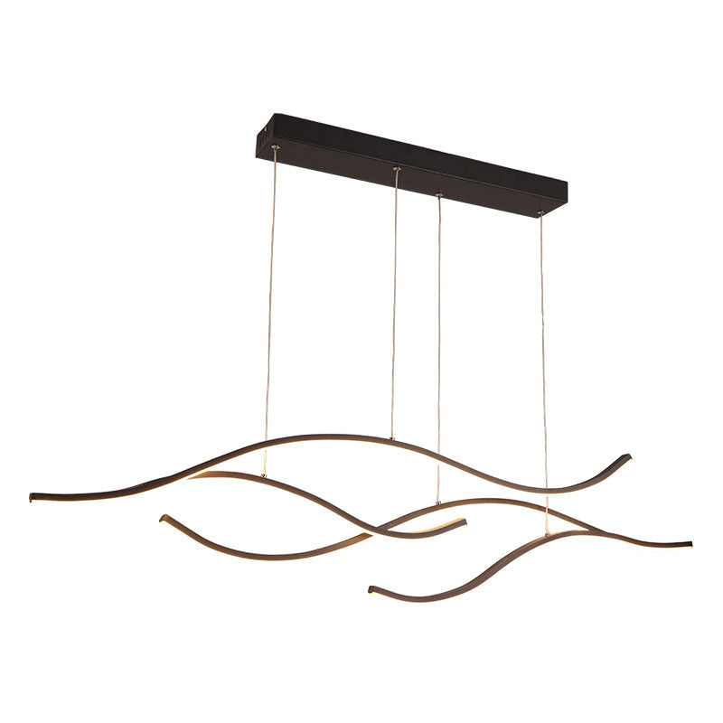 DRAPMODE modern wave-shaped LED pendant light in sand black aluminum alloy for contemporary office or home lighting