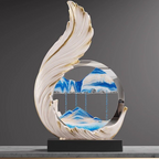 Resin Phoenix Figurine – White Feather Soaring To Success design with blue mountain sand art