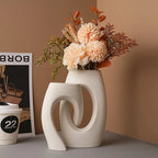 Wabi-sabi ceramic vase – white porcelain cross-tube design