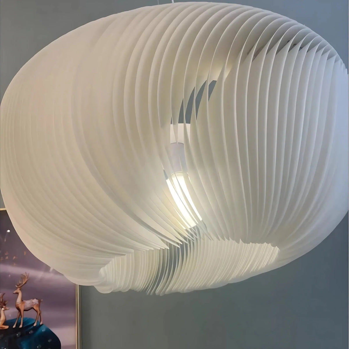 Parchment pendant light — Scandinavian LED chandelier with natural shade