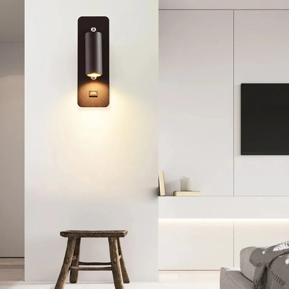 Modern LED wall lamp in black finish