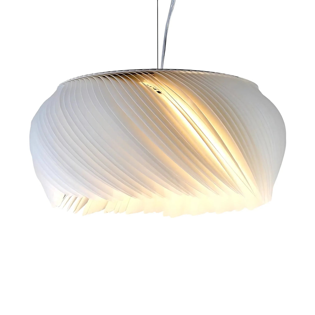 Nordic pendant light with natural parchment shade texture