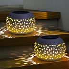White solar desk lamp with dancing LED flame effect