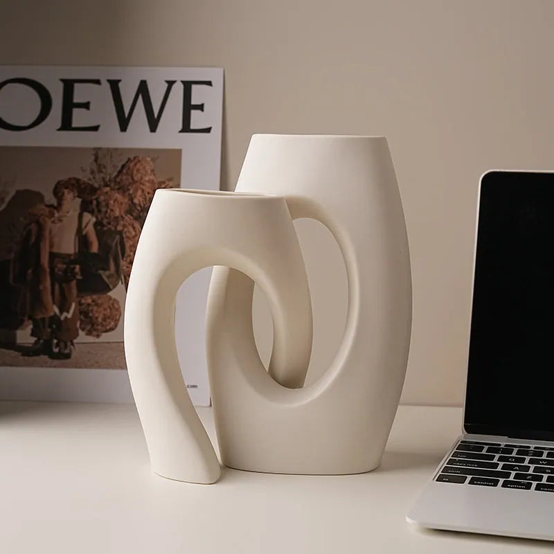 Minimalist ceramic vase for home decor – front view