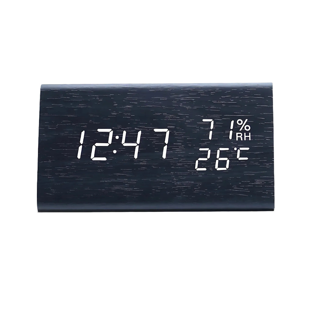 Multifunctional digital clock with live temperature and humidity readings