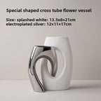 White and silver ceramic vase – wabi-sabi home decor