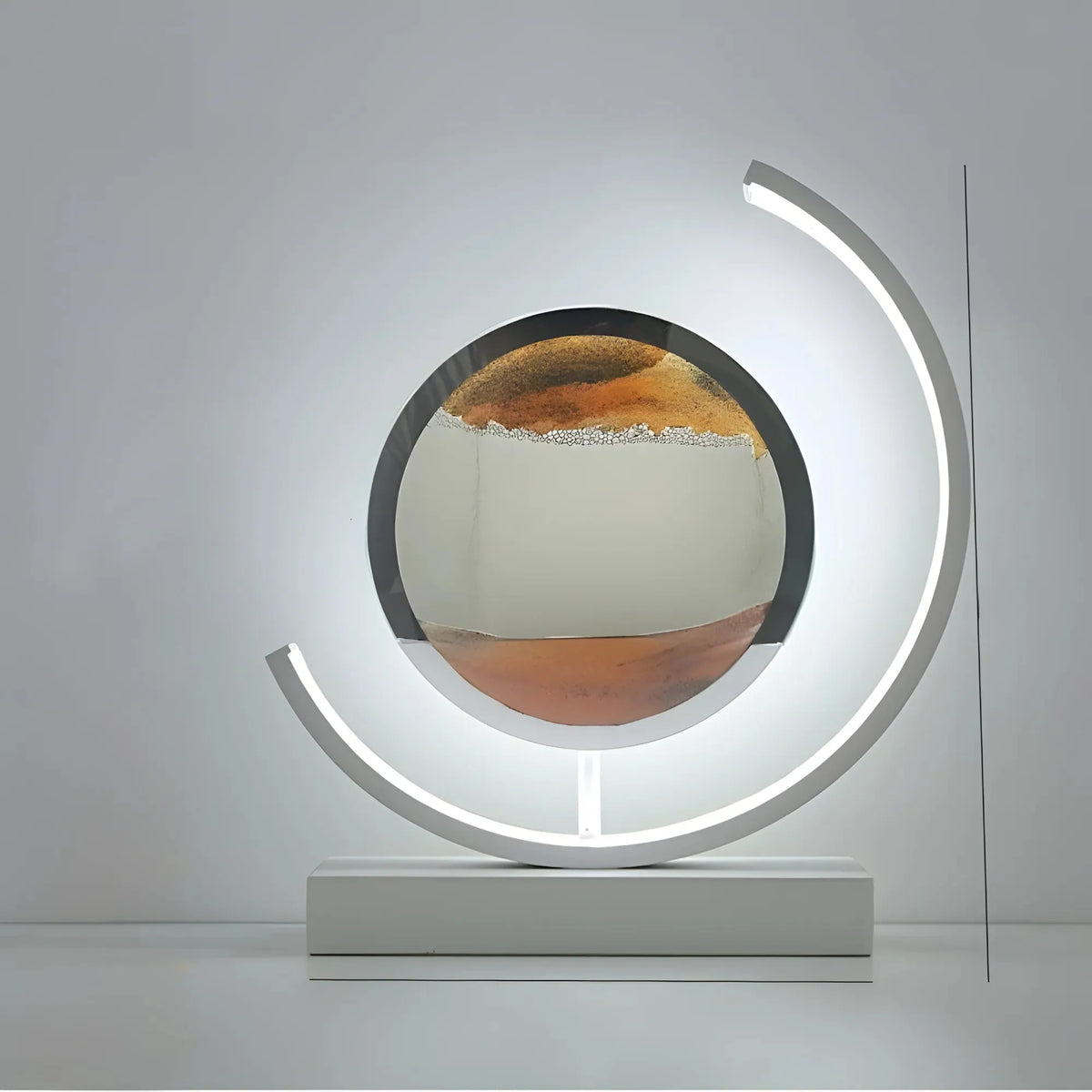 Moving sand art table lamp creating a calming 3D sand landscape