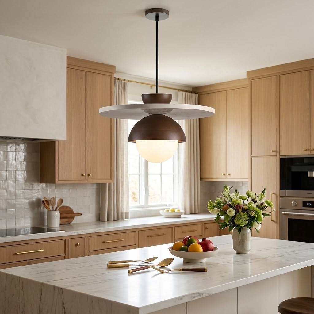 Warm-Lit Walnut Chandelier for Cozy, Character-Filled Evenings